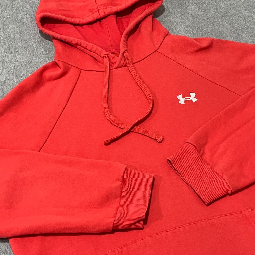 Under Armour Mens Rival Fleece Hoodie Red Pullover Sweatshirt Medium 1357092